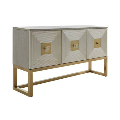Duvali Grey and Champagne Finish 3 Door Sideboard