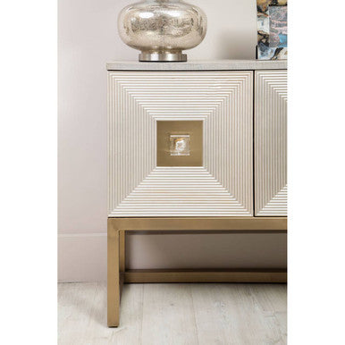 Duvali Grey and Champagne Finish 3 Door Sideboard