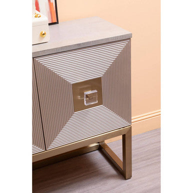 Duvali Grey and Champagne Finish 3 Door Sideboard