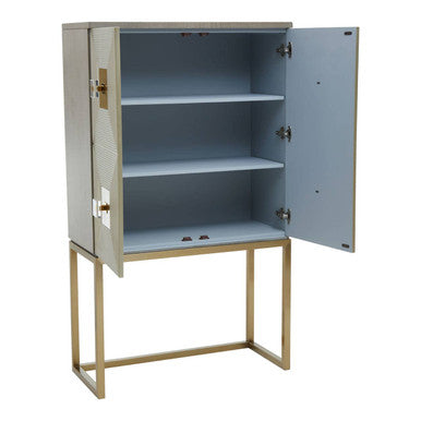 Duvali Grey and Champagne Finish 2 Door Tall Cabinet