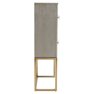 Duvali Grey and Champagne Finish 2 Door Tall Cabinet
