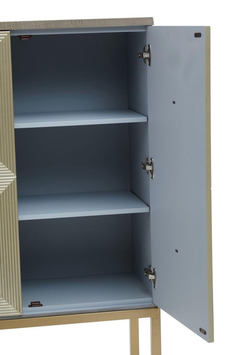 Duvali Grey and Champagne Finish 2 Door Tall Cabinet
