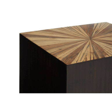 Gabelle Black and Natural Bamboo Square Side Table with Gold Base