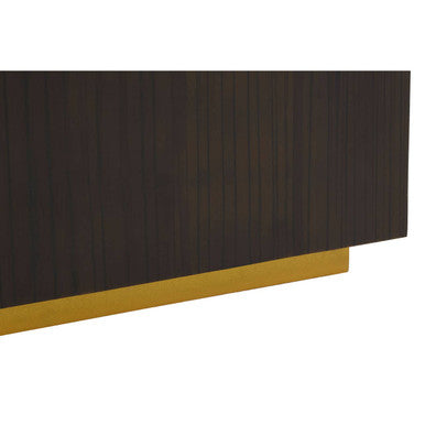 Gabelle Black and Natural Bamboo Square Side Table with Gold Base