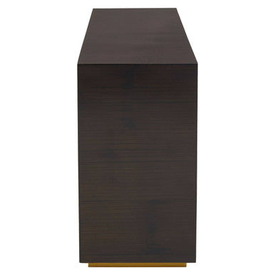 Gabelle Black and Natural Bamboo Console Table with Gold Base