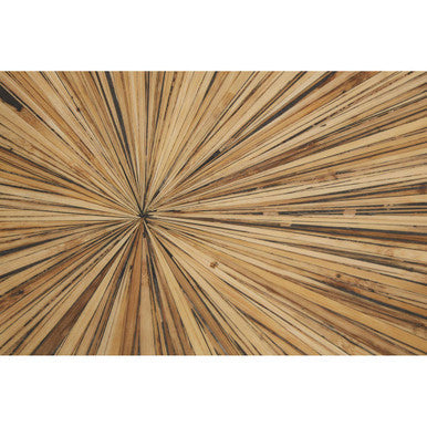 Gabelle Black and Natural Bamboo Console Table with Gold Base