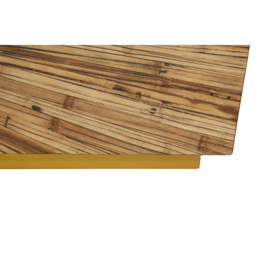 Gabelle Black and Natural Bamboo Console Table with Gold Base