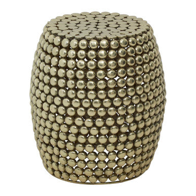 Templar Gold Finish Beaded Side Table and Stool