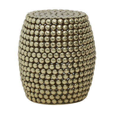 Templar Gold Finish Beaded Side Table and Stool