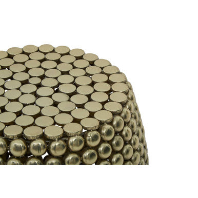 Templar Gold Finish Beaded Side Table and Stool