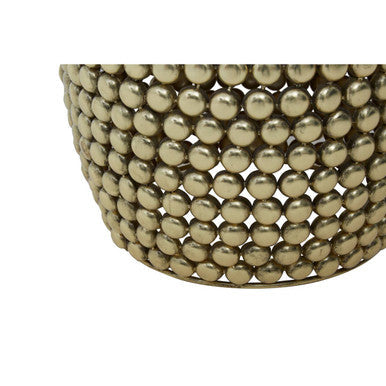 Templar Gold Finish Beaded Side Table and Stool
