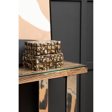 Kerala Natural Recycled Wood Console Table with Curved Legs