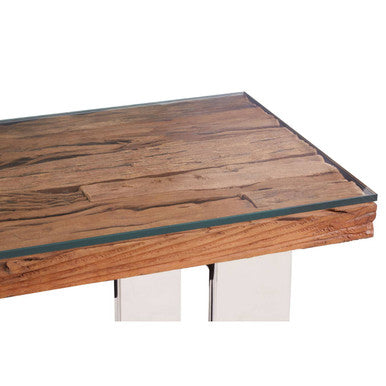 Kerala Natural Recycled Wood Console Table with Curved Legs