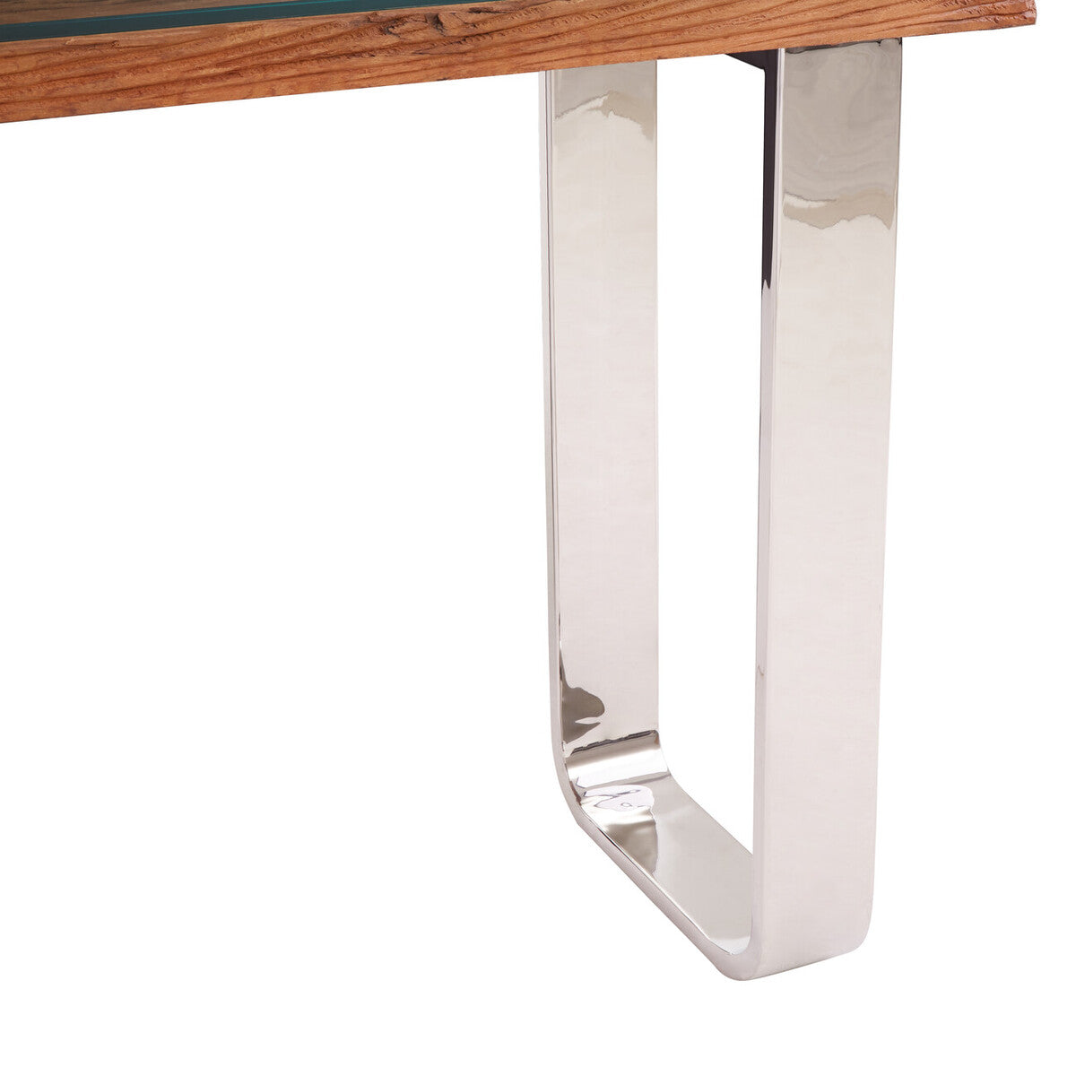 Kerala Natural Recycled Wood Console Table with Curved Legs