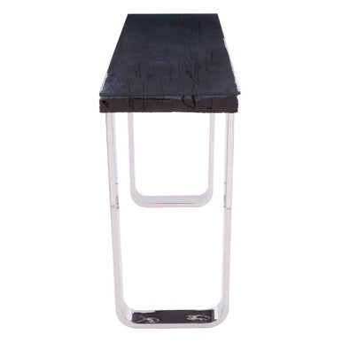 Kerala Black Recycled Wood Console Table with Curved Legs