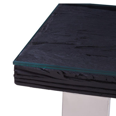 Kerala Black Recycled Wood Console Table with Curved Legs