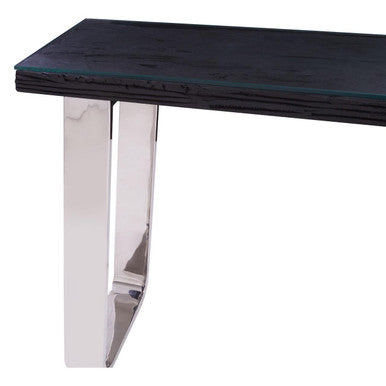 Kerala Black Recycled Wood Console Table with Curved Legs