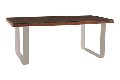Natural Recycled Wood Rectangular Dining Table with Curved Legs