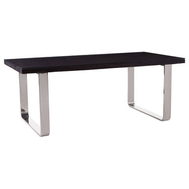 Black Recycled Wood Rectangular Dining Table with Curved Legs
