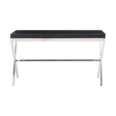 Kerala Black Recycled Wood Console Table with Cross Base