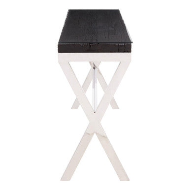 Kerala Black Recycled Wood Console Table with Cross Base