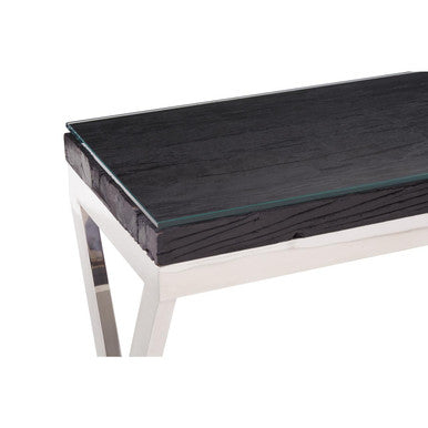 Kerala Black Recycled Wood Console Table with Cross Base