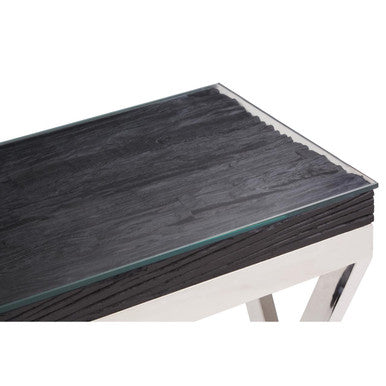 Kerala Black Recycled Wood Console Table with Cross Base