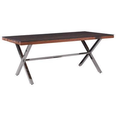 Kerala Natural Recycled Wood Rectangular Dining Table with Cross Base
