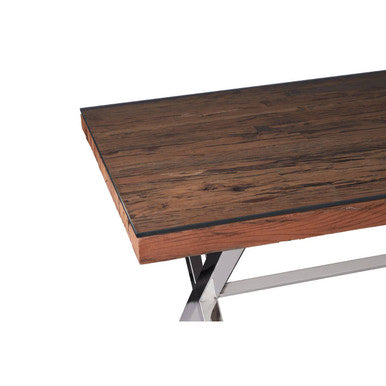 Kerala Natural Recycled Wood Rectangular Dining Table with Cross Base