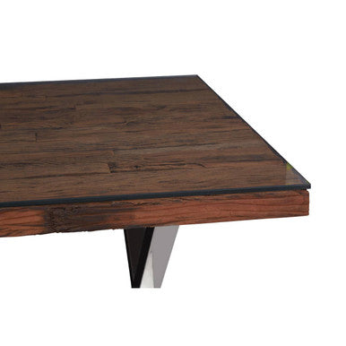 Kerala Natural Recycled Wood Rectangular Dining Table with Cross Base