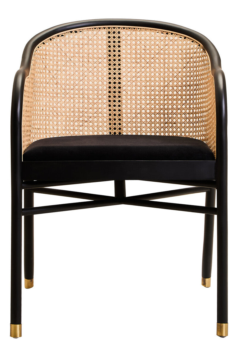 Corso Natural Rattan and Black Velvet Tub Chair