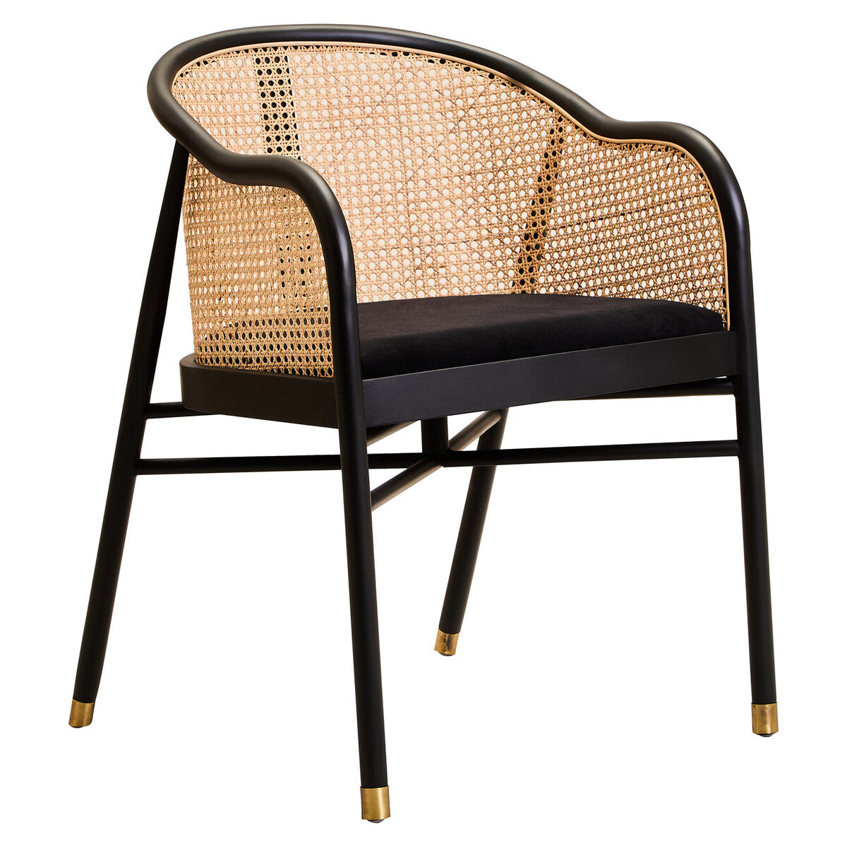 Corso Natural Rattan and Black Velvet Tub Chair
