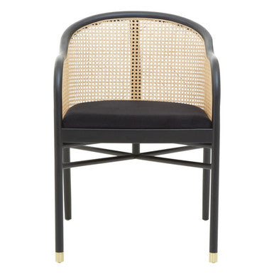Corso Natural Rattan and Black Velvet Tub Chair