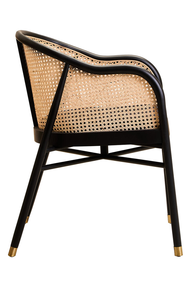Corso Natural Rattan and Black Velvet Tub Chair