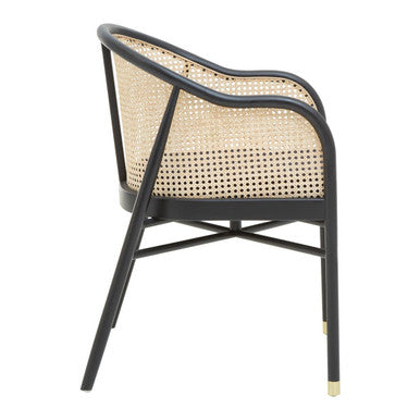 Corso Natural Rattan and Black Velvet Tub Chair