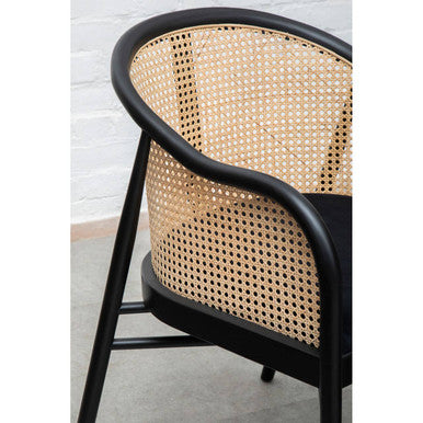 Corso Natural Rattan and Black Velvet Tub Chair