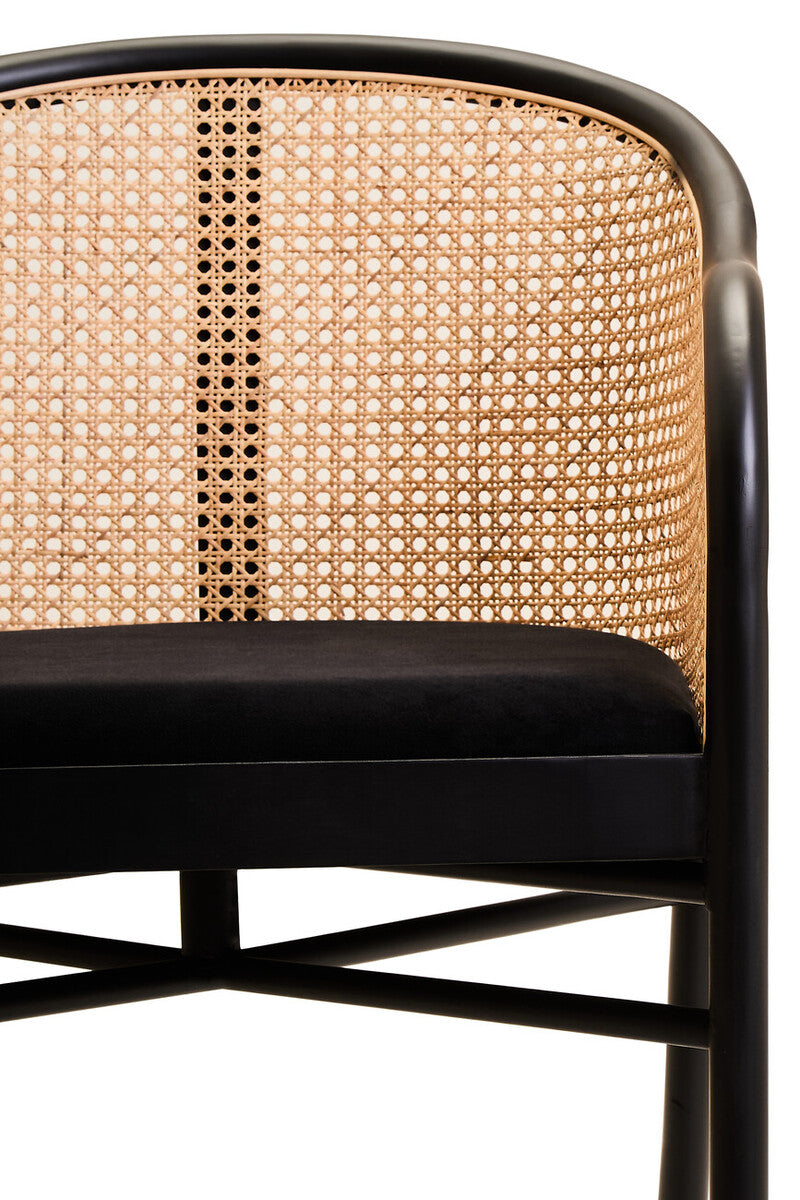 Corso Natural Rattan and Black Velvet Tub Chair