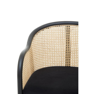 Corso Natural Rattan and Black Velvet Tub Chair
