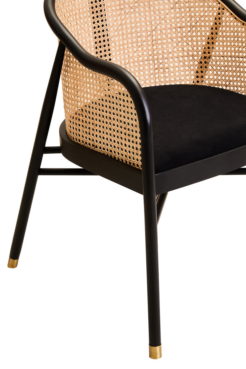 Corso Natural Rattan and Black Velvet Tub Chair
