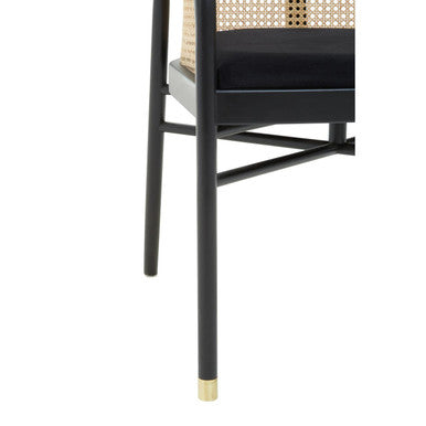 Corso Natural Rattan and Black Velvet Tub Chair