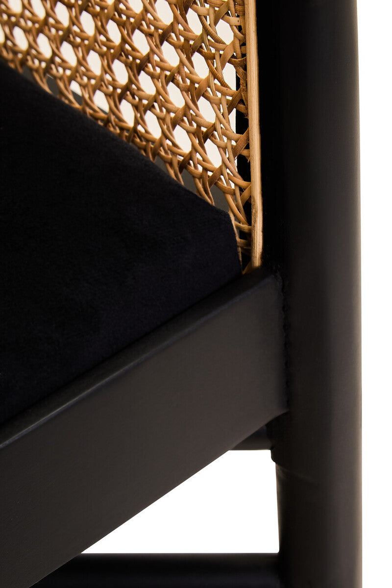 Corso Natural Rattan and Black Velvet Tub Chair