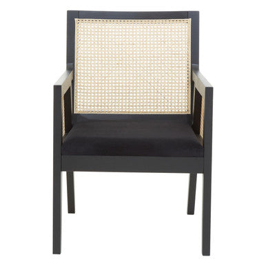 Corso Natural Rattan and Black Velvet Arm Chair