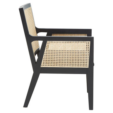 Corso Natural Rattan and Black Velvet Arm Chair