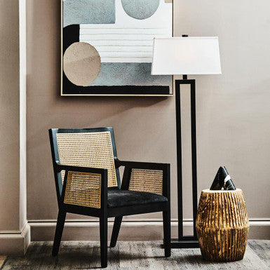 Corso Natural Rattan and Black Velvet Arm Chair