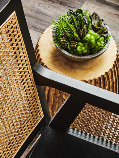 Corso Natural Rattan and Black Velvet Arm Chair