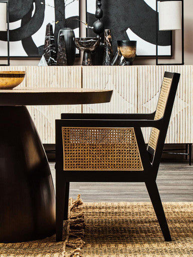 Corso Natural Rattan and Black Velvet Arm Chair