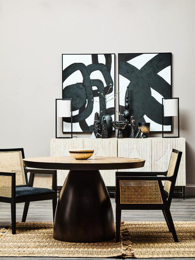 Corso Natural Rattan and Black Velvet Arm Chair