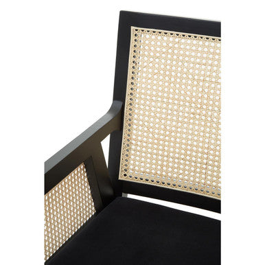 Corso Natural Rattan and Black Velvet Arm Chair