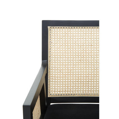Corso Natural Rattan and Black Velvet Arm Chair