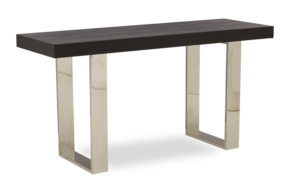 Natural Elm Wood Console Table with Silver Finish Frame | Ulmus
